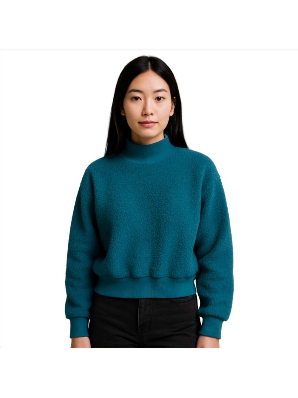 Fabletics Women's Malia Polar Fleece Pullover Green Extra Small